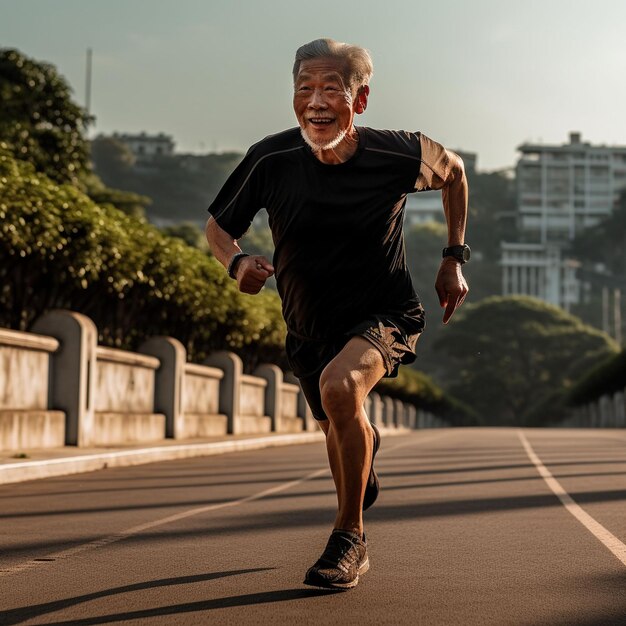 Foto hombre corriendo en una pista