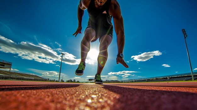 Foto hombre corriendo en una pista