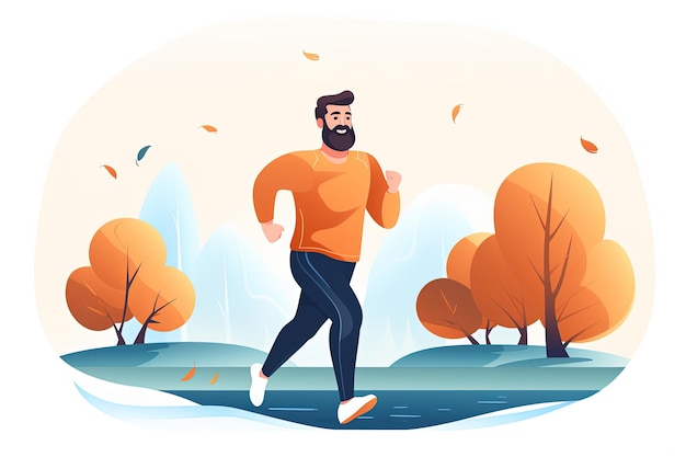 hombre corriendo con ropa deportiva Correr en forma Ejercicio y atleta Ilustración plana