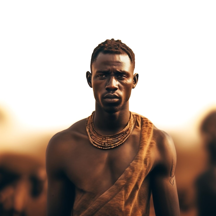 Hombre de cultura africana en el fondo de estilo africano