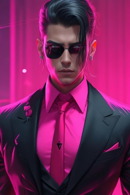 Hombre Cyberpunk en rosa