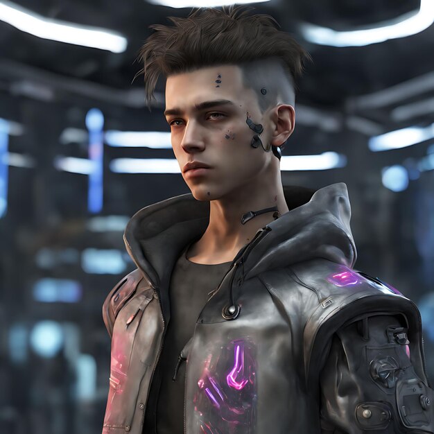 Foto un hombre cyberpunk