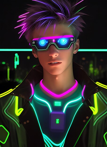 Foto un hombre cyberpunk