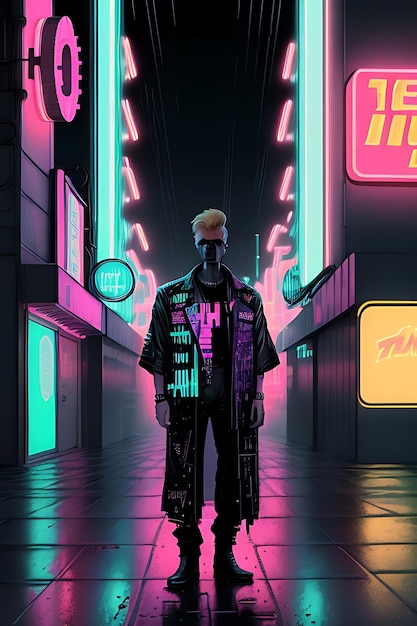 Foto un hombre cyberpunk