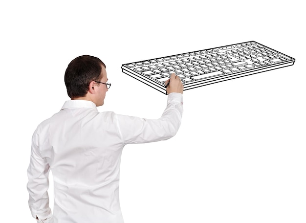 Hombre dibujando teclado