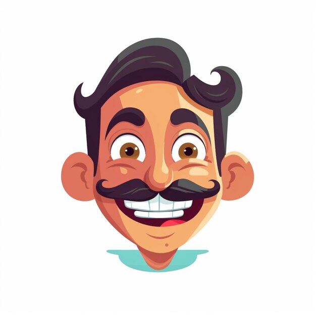 hombre de dibujos animados con bigote y bigote sobre fondo blanco ai generativo