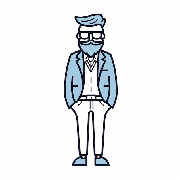 un hombre de dibujos animados en un traje y corbata de pie con las manos en los bolsillos generativa ai