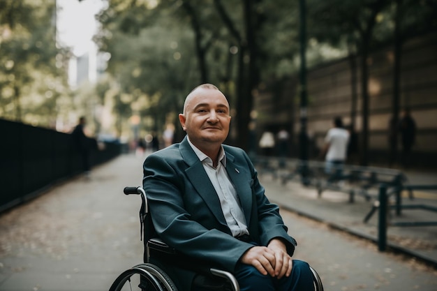 Hombre discapacitado ai generativo en silla de ruedas