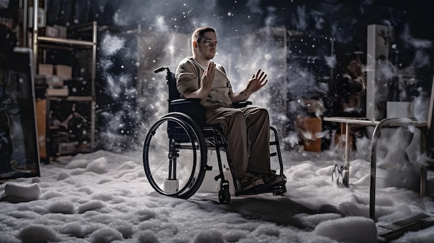 Hombre discapacitado en silla de ruedas concepto de diversidad y discapacidad