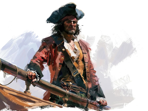 un hombre con un disfraz de pirata está sosteniendo un remo