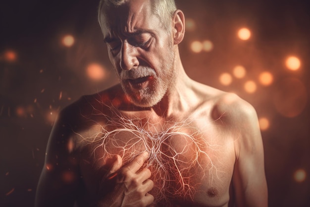 Foto hombre dolor corazón hombres adultos generar ai