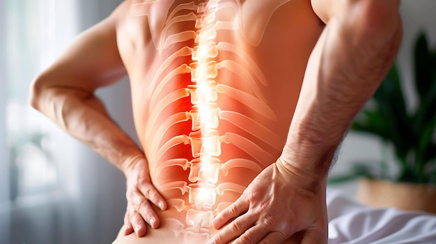 un hombre con dolor de espalda tiene dolor en la parte inferior de la espalda