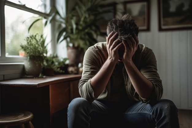 Hombre dolor persona sola tristeza estrés adulto triste deprimido infeliz molesto