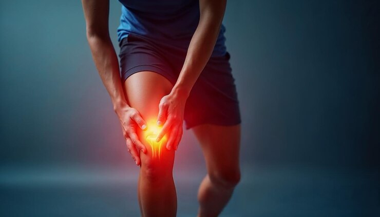 un hombre con dolor en la rodilla y la rodilla