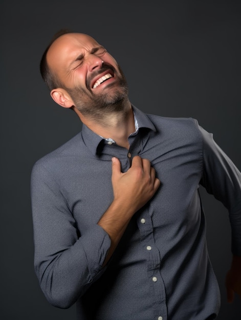 Hombre con dolor sobre fondo neutro