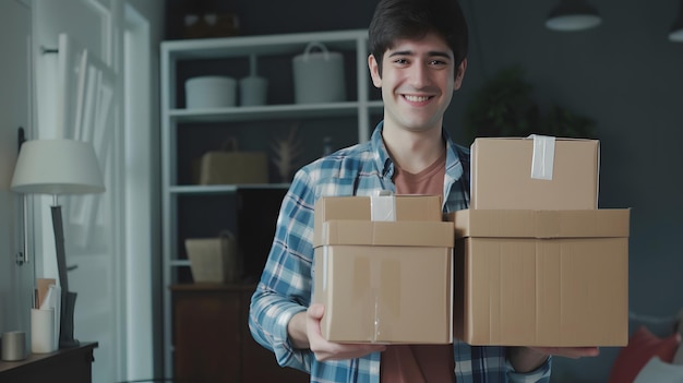 Hombre con dos cajas IA generativa