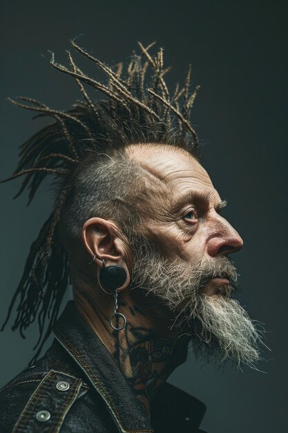 Foto un hombre con dreads y piercings en la cabeza adecuado para conceptos de estilo de vida urbano y alternativo