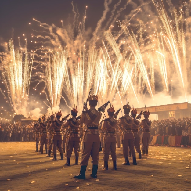 Un hombre del ejército indio celebrando el festival de Diwali