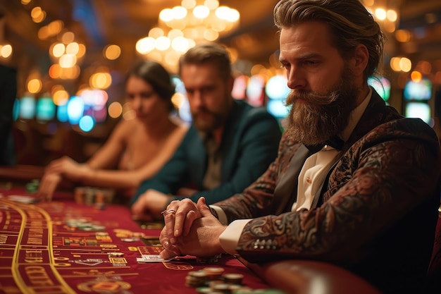 Un hombre elegante en un casino.