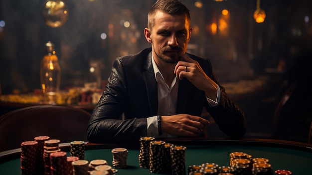 un hombre elegante jugador de casino profesional