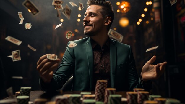 un hombre elegante jugador de casino profesional