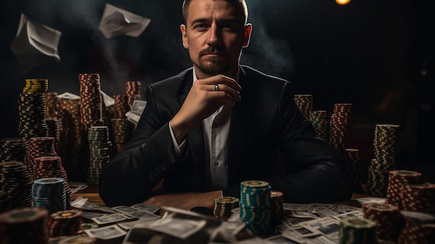 un hombre elegante jugador de casino profesional