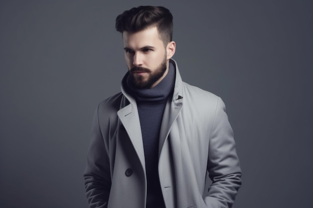 Hombre elegante sobre fondo gris