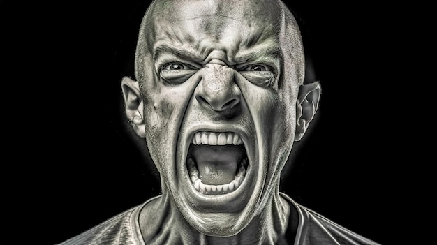 Foto hombre enojado agresivo ruge en voz alta hecho con ia generativa