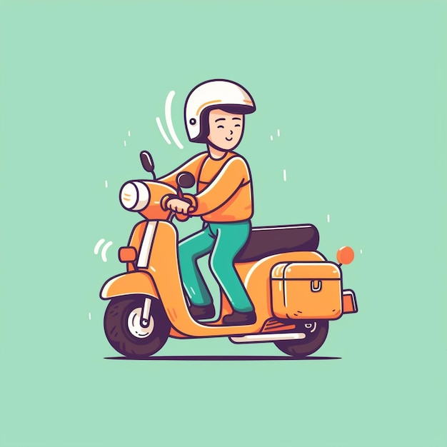 Hombre de entrega montando scooter ilustración