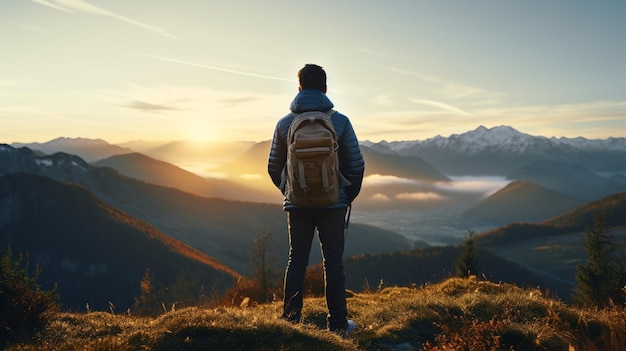 El hombre es un viajero Montañas y naturaleza.