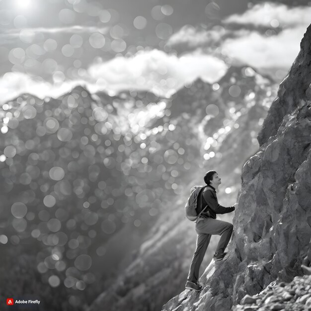 hombre escalando la montaña