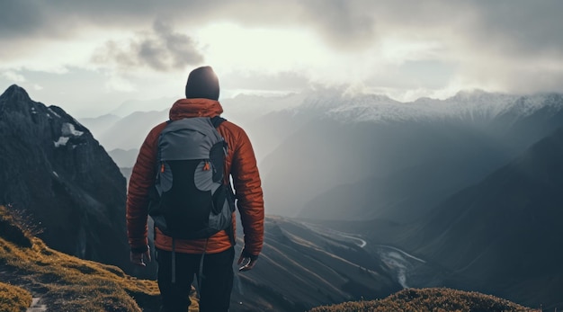 hombre escalando una montaña