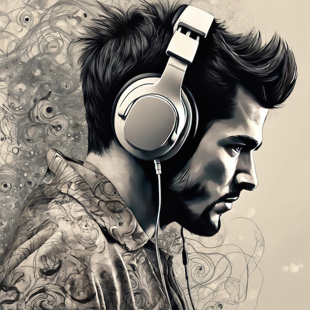 hombre escuchando musica