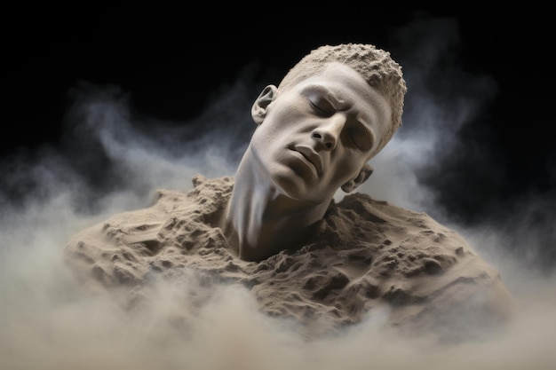 Hombre esculpido respirando polvo Generar ai