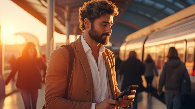 Hombre esperando el tren