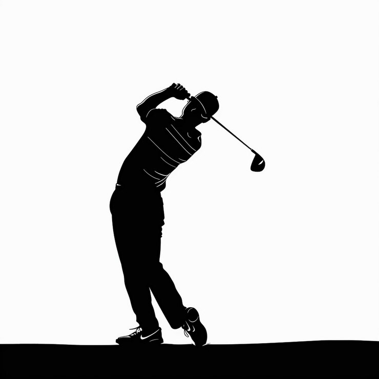 Foto un hombre está jugando al golf y tiene un fondo blanco