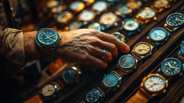 un hombre está mirando un reloj que dice que es sobre la época del año