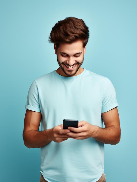 un hombre está mirando su teléfono celular