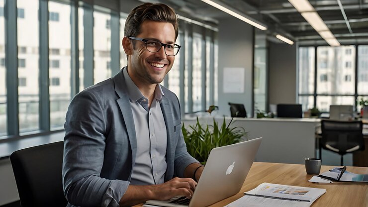 un hombre está sonriendo mientras sostiene un pedazo de papel