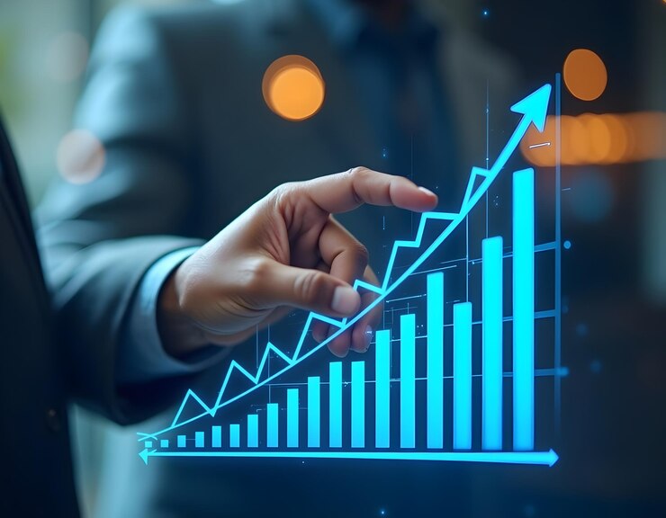 un hombre está sosteniendo un gráfico que tiene la palabra gráfico en él
