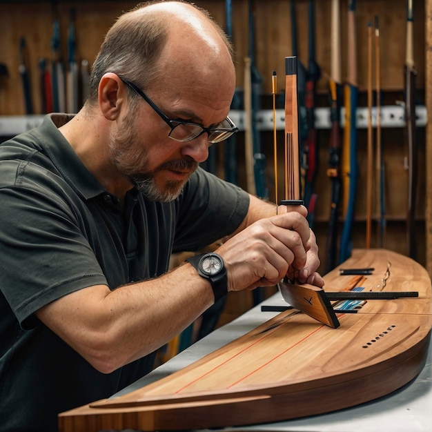 un hombre está trabajando en un barco de madera hecho de madera