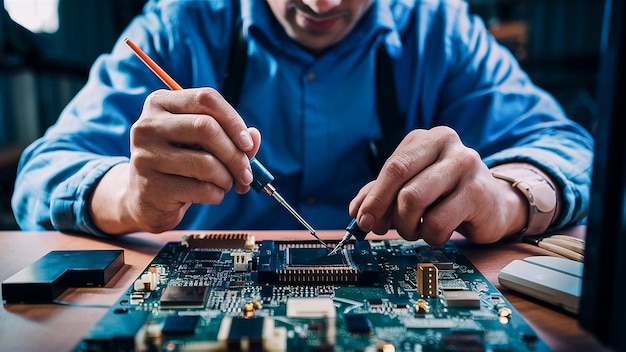 un hombre está trabajando en una computadora con una pegatina que dice "citación de energía"