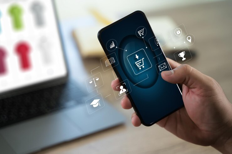 Foto el hombre está usando un teléfono inteligente para navegar por una aplicación de compras haciendo clic para comprar artículos de moda en línea abrazando las tendencias modernas de negocios electrónicos