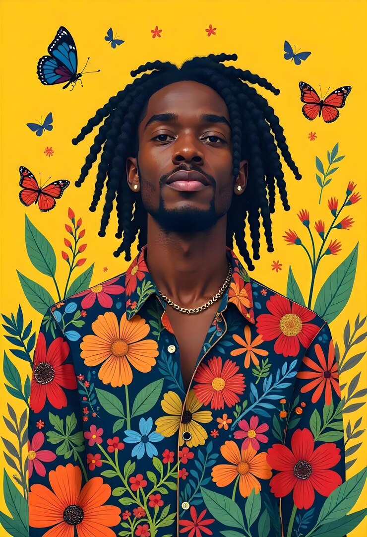 Hombre de estilo Rasta con concepto de la naturaleza
