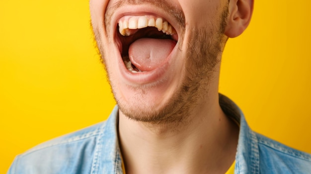 El hombre exhibe la lengua