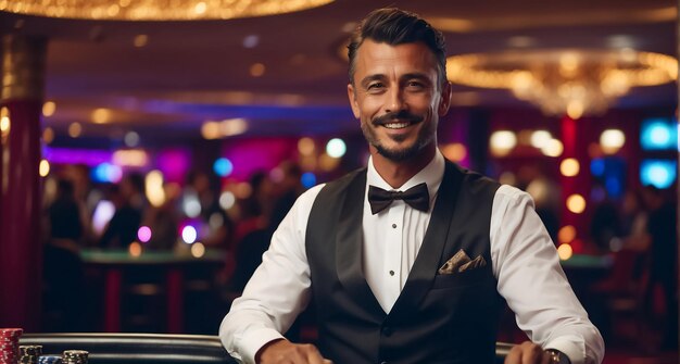 Hombre de éxito en un casino