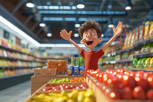 Foto hombre feliz en la tienda del supermercado