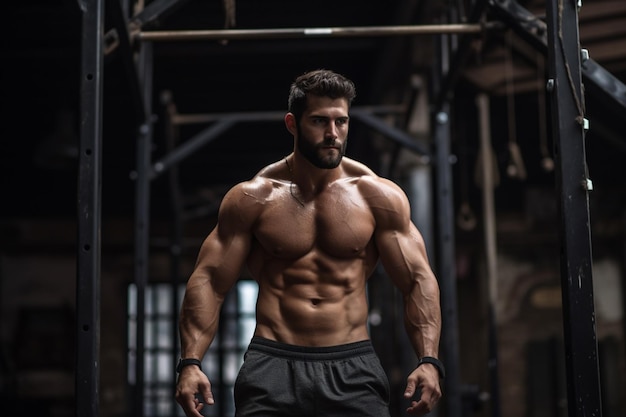 Hombre fitness musculoso con cuerpo perfecto