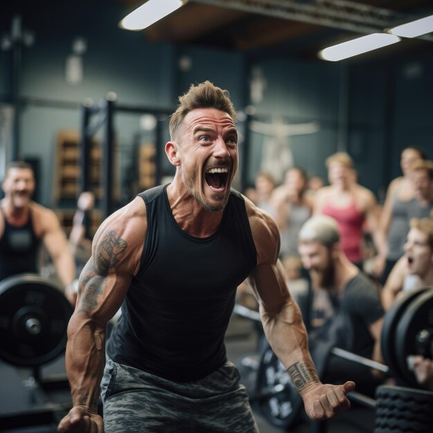 hombre de fitness trabajando en un gimnasio