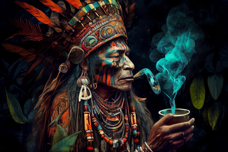 Foto un hombre fumando un cigarro con un fumador verde en el fondo.